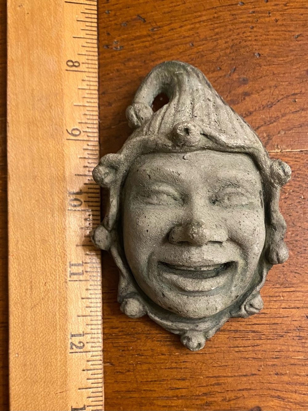 Greenman Stone Jester Concrete Mask by Ivy Nicholas Small Wall Mount Hanging 4”